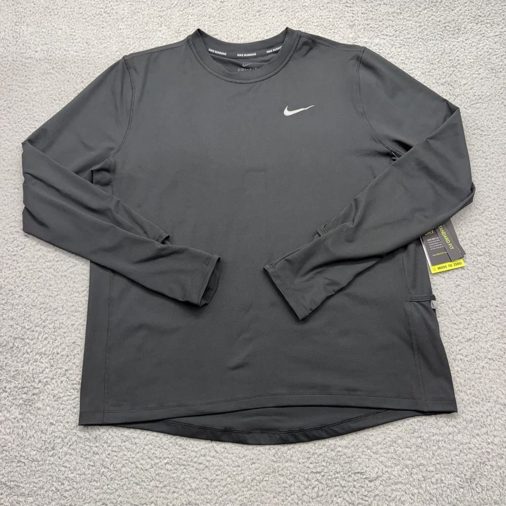 NWT Nike CU3277-010 Women's Large Black L/S Crew Dri-FIT Running Element Shirt